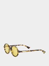 Bottega Veneta Havana Yellow Classic Round Sunglasses