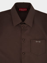 Gucci Chocolate Shirt with Horsebit Detail