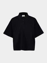 Saint Laurent Black Cassandre Polo Shirt in Piqué