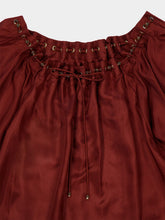 Zimmermann Merlot Aster Gathered Silk Blouse