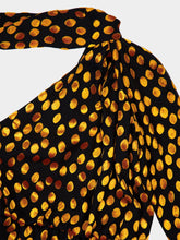 Saint Laurent One-Shoulder Dress in Noir Orange Velvet Dotted Silk