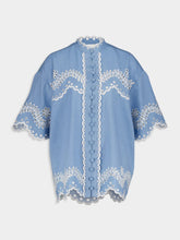 Zimmermann Junie Embroidered Blue Blouse
