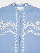 Zimmermann Junie Embroidered Blue Blouse