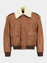Saint Laurent Terracotta Leather and Shearling Bomber Jacket