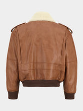 Saint Laurent Terracotta Leather and Shearling Bomber Jacket