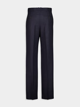 Marine Blue High-Rise Tailored Wool Pants