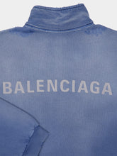 Balenciaga Blue High-Neck Zipped Jacket in Distressed