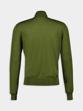 Saint Laurent Turtleneck Sweater in Olive Green Cashmere Wool and Silk