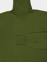 Saint Laurent Turtleneck Sweater in Olive Green Cashmere Wool and Silk