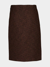 Dark Brown Seeded Wool Midi Skirt