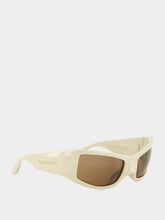 Balenciaga Cream Raven Cat Rectangular Sunglasses