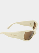 Balenciaga Cream Raven Cat Rectangular Sunglasses