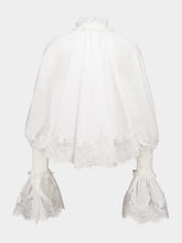 Zimmermann Ivory Lace Trim Shirred Blouse