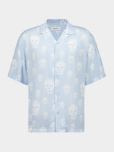 McQueen Light Blue Skull Print Hawaiian Shirt