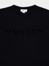 Alexander McQueen Black Flocked McQueen Logo T-Shirt