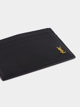 Saint Laurent Black Tiny Cassandre Leather Card Case