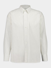 Saint Laurent Cassandre Shirt in Craie Noir Tack-Stripe Poplin