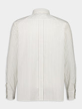 Saint Laurent Cassandre Shirt in Craie Noir Tack-Stripe Poplin