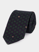 Gucci Dark Blue and Green GG Silk Jacquard Tie