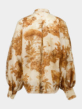 Zimmermann Coffee Safari Indra Tie Neck Blouse