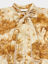 Zimmermann Coffee Safari Indra Tie Neck Blouse