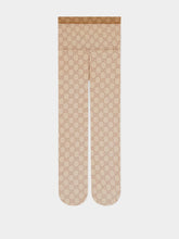 Gucci Beige GG Print Stretch Nylon Tights