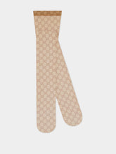 Gucci Beige GG Print Stretch Nylon Tights