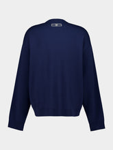 Balenciaga Navy Wool Logo Crewneck Sweater