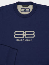 Balenciaga Navy Wool Logo Crewneck Sweater