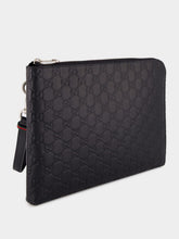Gucci Black GG Leather Monogram Pouch