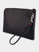 Gucci Black GG Leather Monogram Pouch