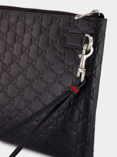 Gucci Black GG Leather Monogram Pouch