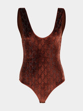 Gucci Brown GG Crystal Embroidered Bodysuit