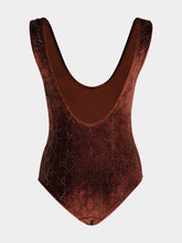 Gucci Brown GG Crystal Embroidered Bodysuit