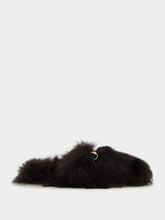 Gucci Dark Brown Shearling Buckle Sandals