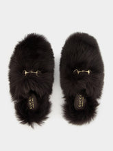 Gucci Dark Brown Shearling Buckle Sandals