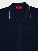 Gucci Ink Blue Short-Sleeve Viscose Polo Shirt