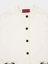 Gucci White Wool Cashmere Cardigan with Horsebit