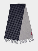 Gucci Dark Blue and Light Grey GG Wool Cashmere Scarf
