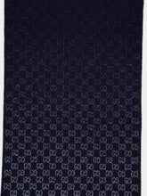 Gucci Dark Blue and Light Grey GG Wool Cashmere Scarf