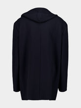 Balenciaga Dark Navy Hooded Short Wool Coat