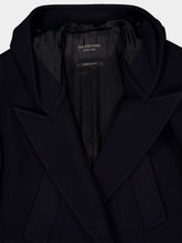 Balenciaga Dark Navy Hooded Short Wool Coat