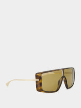Alexander McQueen Havana T-Bar Visor Sunglasses