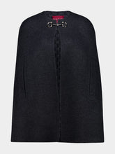 Gucci Dark Grey Silk Wool Cape with Horsebit
