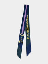 Gucci Navy and Dark Green Printed Silk Twill Ribbon