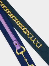 Gucci Navy and Dark Green Printed Silk Twill Ribbon