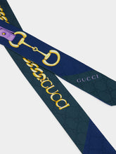 Gucci Navy and Dark Green Printed Silk Twill Ribbon