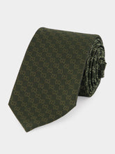 Gucci Green and Light Green GG Silk Jacquard Tie