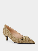 Gucci Beige GG Canvas Pump with Horsebit