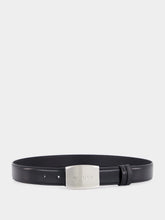Gucci Black Calfskin Belt with Engraved Buckle